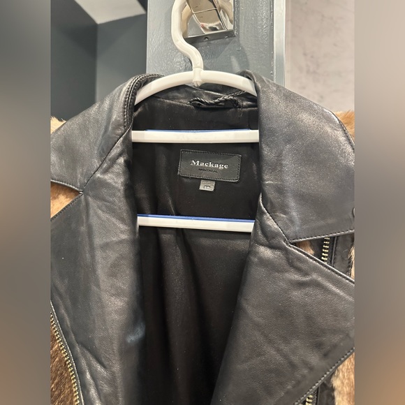 Mackage Leather Jacket with Rabbit Fur - Picture 4 of 5